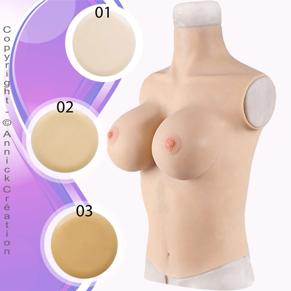 Buste long faux seins, col haut, taille G Buste long faux seins, col haut, taille G