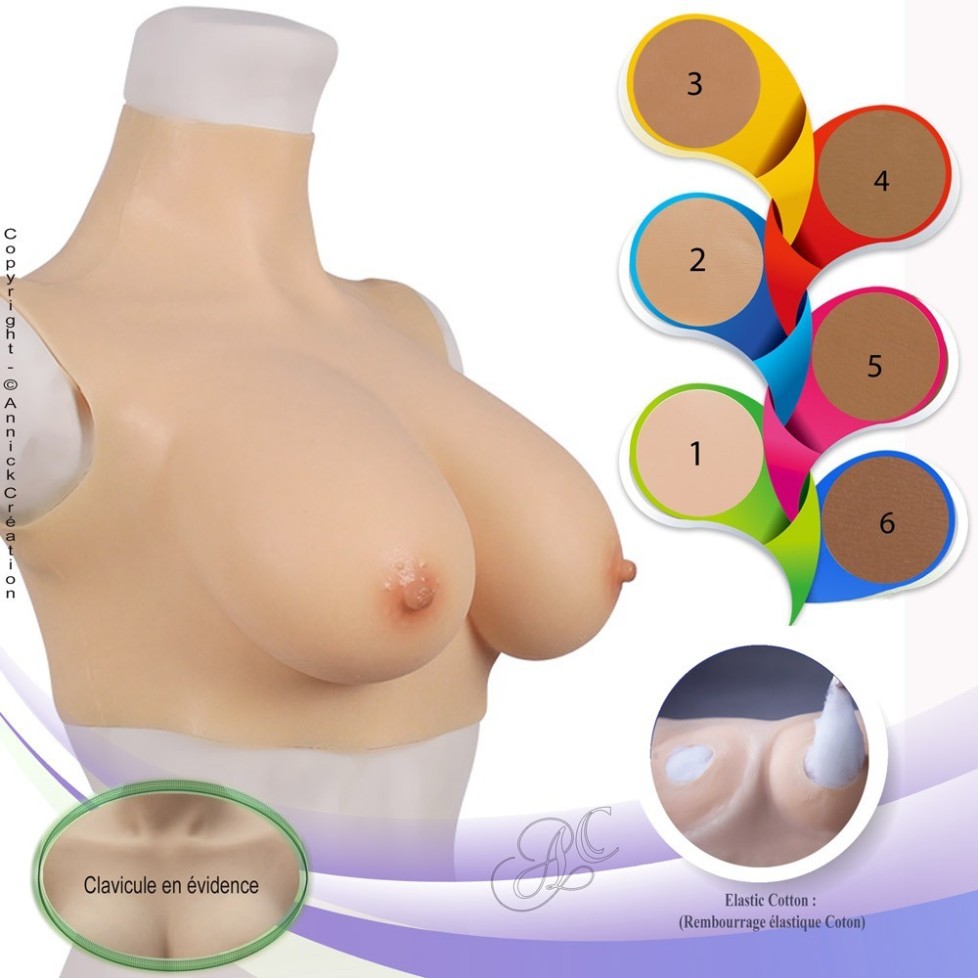 Buste faux seins, col haut, elastique coton Buste faux seins, col haut, elastique coton