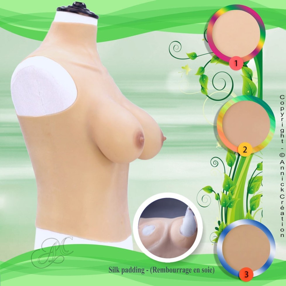 Buste long faux seins col haut, bonnet D Buste long faux seins col haut, bonnet D