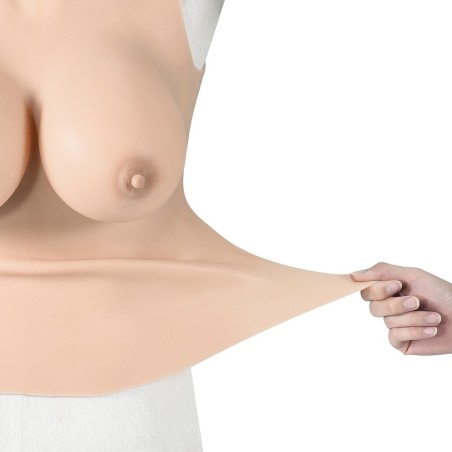 Buste long faux seins col haut, 100% silicone, C-D