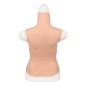 Buste long faux seins silicone, col haut, Bonnet D