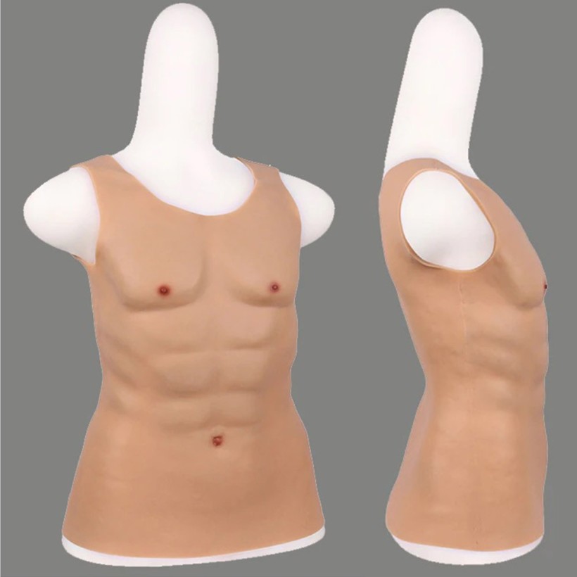 Buste masculin long, 100 % silicone 