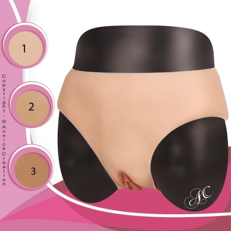 Culotte faux vagin réaliste trangenre, en silicone