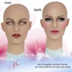 Masque féminin en silicone, tête pleine