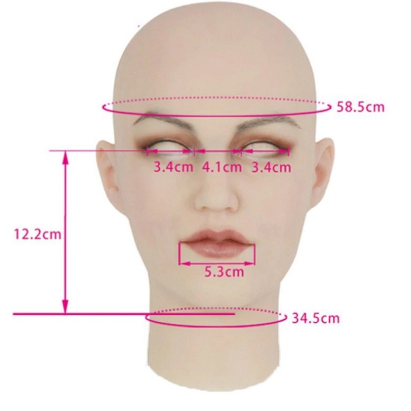 Masque féminin  en silicone, tête pleine 