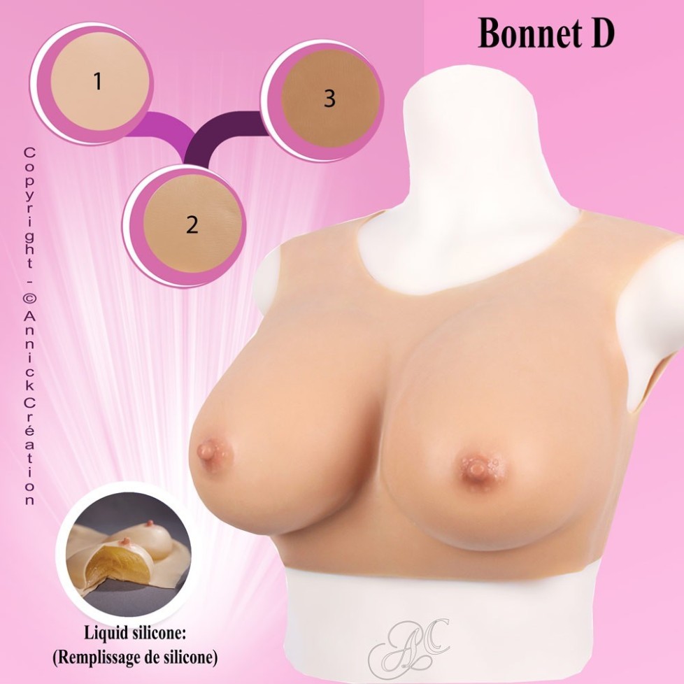 Buste fausse poitrine, bonnet D, 100% silicone Buste fausse poitrine, bonnet D, 100% silicone
