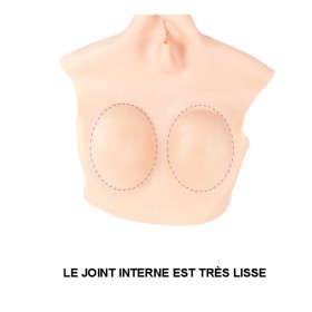 Buste long gros seins en silicone, col haut