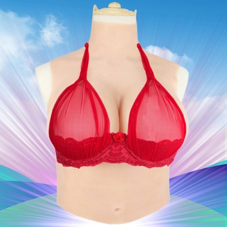 Buste gros seins en silicone, col haut