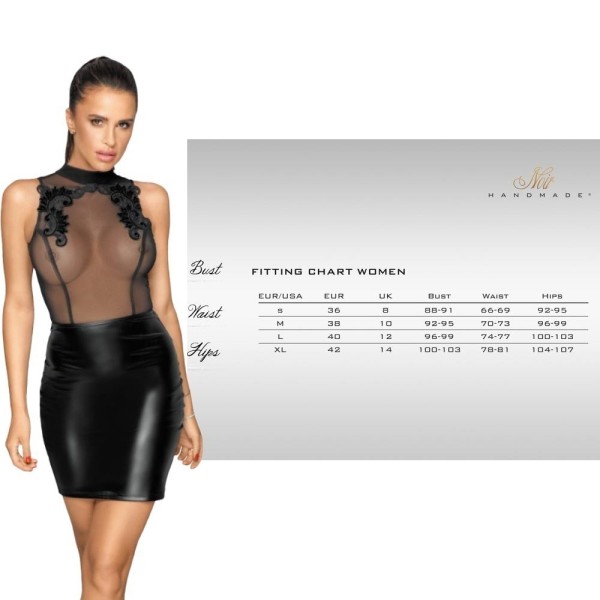 Robe avec broderie fine F222 Noir HandMade