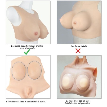 Buste faux seins sans démarcation, encolure ronde