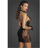 Robe courte dos nu tulle et wetlook  F238 Noir HandMade