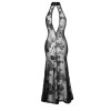 Robe longue en tulle floqué F239 Noir HandMade