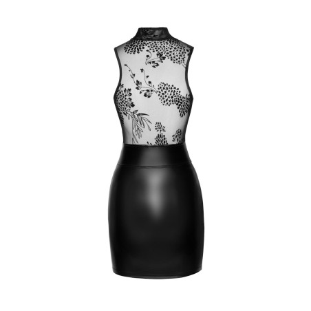 Robe courte wetlook et tulle F241