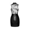 Robe courte wetlook et tulle F241 Noir HandMade
