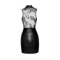 Robe courte wetlook et tulle F241