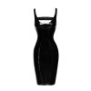 Robe cintrée dos nu en vinyle F250 Noir HandMade