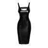 Robe cintrée fendue en wetlook F251 Noir HandMade