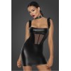 Robe courte wetlook et tulle F257 Noir HandMade