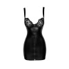 Mini robe zippée wetlook et dentelle F254 Noir HandMade