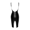 Robe cintrée fendue en wetlook F251 Noir HandMade