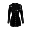Robe courte à manches longues en vinyle F246 Noir HandMade