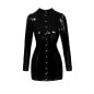 Robe courte à manches longues en vinyle F246