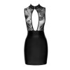 Robe courte wetlook et tulle F241 Noir HandMade