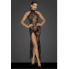 Robe longue en tulle floqué F239 Noir HandMade