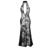 Robe longue en tulle floqué F239 Noir HandMade