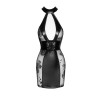 Robe courte dos nu tulle et wetlook  F238 Noir HandMade