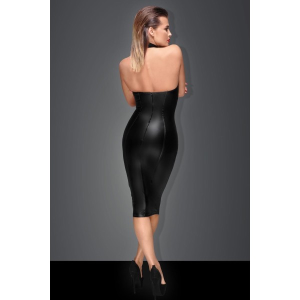 Robe moulante wet look F160 Noir HandMade