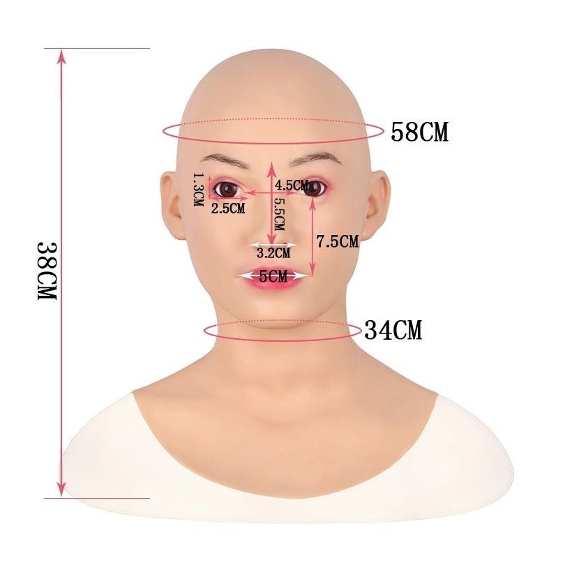 Masque réaliste en silicone tête pleine, avec plastron