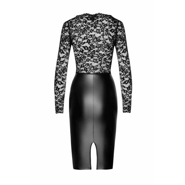Robe midi en dentelle et look mouillé F295 Euphoria Noir HandMade