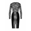 Robe midi en dentelle et look mouillé F295 Euphoria Noir HandMade