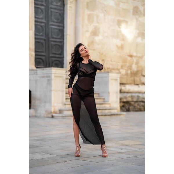 Robe longue transparente V-10679 - Axami Passion lingerie