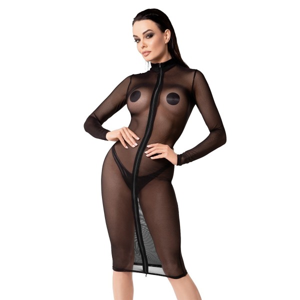 Robe mi-longue Ecstasy F347 en tulle Noir HandMade