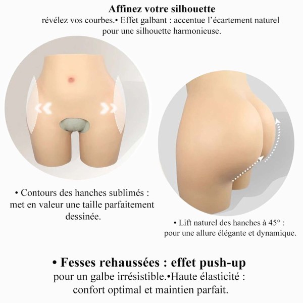 Panty fausses hanches en silicone, taille haute