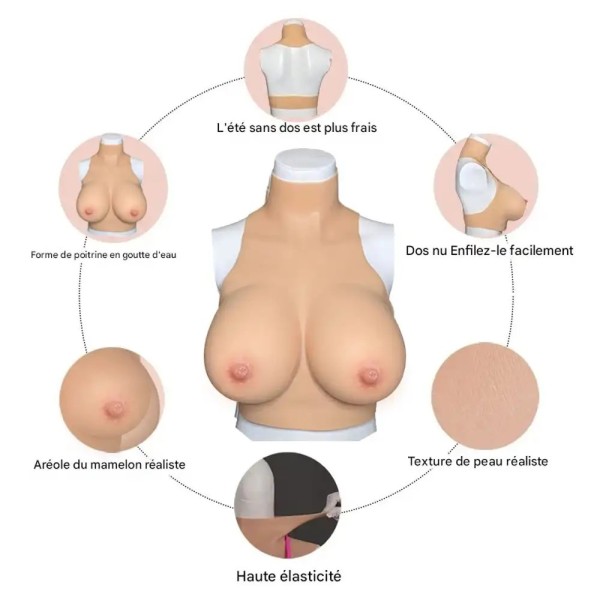 Buste Faux Seins en Silicone - Plastron Réaliste à Petit Prix