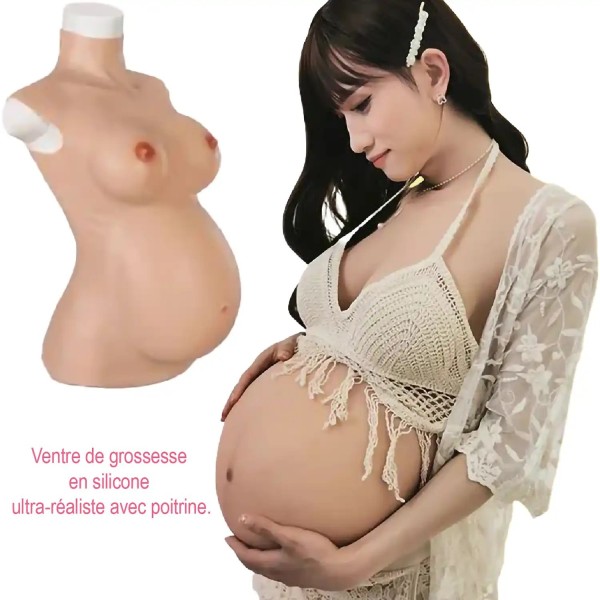 Buste long avec un faux ventre de grossesse avec poitrine