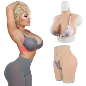 Ensemble buste faux seins et panty en silicone