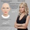 Masque tête pleine en silicone, un visage femme réaliste