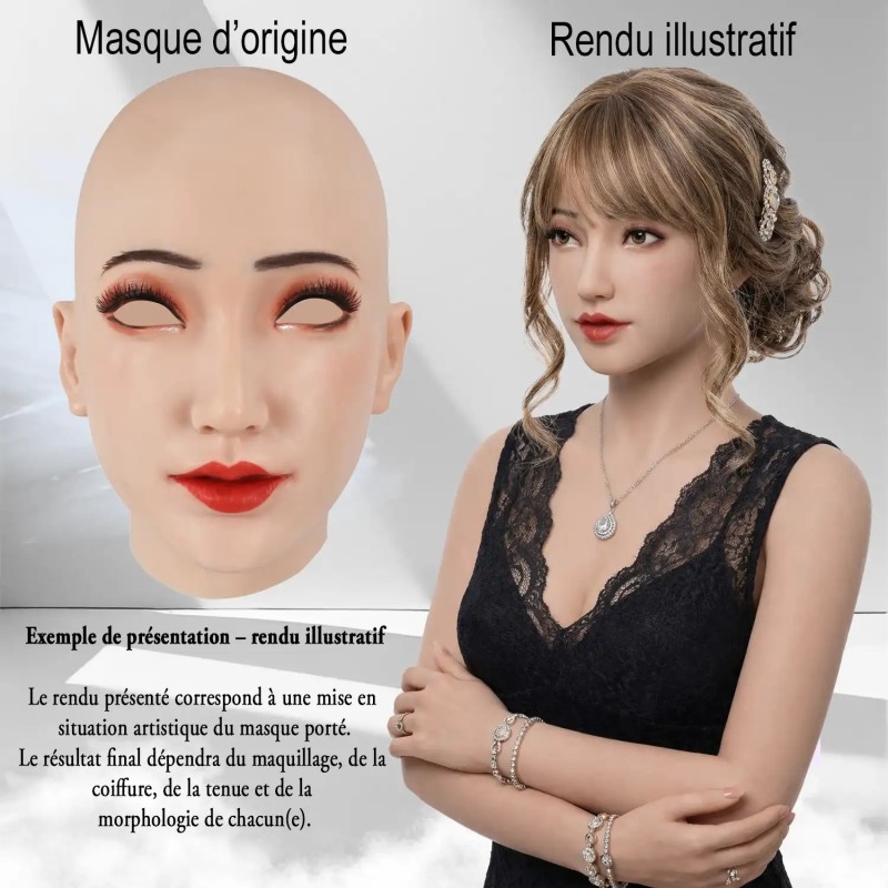 Masque tête pleine en silicone, avec maquillage