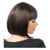 Perruque carré court châtain frange thermorésistante