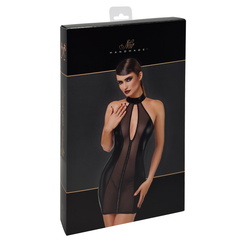 Mini robe tulle et wetlook Luxuria F370 - Noir Handmade Noir HandMade