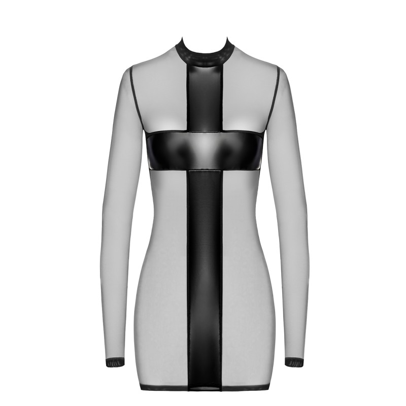 Mini robe tulle et wetlook Crossfire F369 - Noir Handmade Noir HandMade