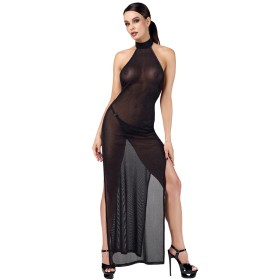 Robe longue en maille pailletée Onyx F372 - Noir Handmade Noir HandMade