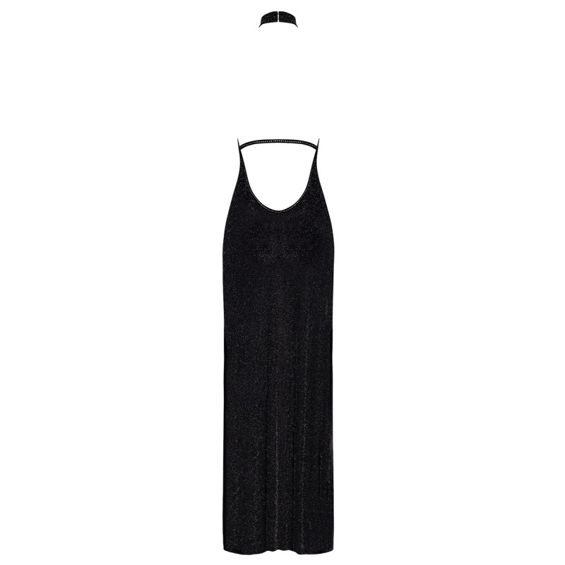 Robe longue en maille pailletée Onyx F372 - Noir Handmade Noir HandMade