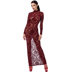 Robe fendue en tulle floqué Kink Royal F383 - Noir Handmade Noir HandMade