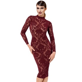 Robe fourreau en tulle floqué Kink Royal F384 - Noir Handmade Noir HandMade