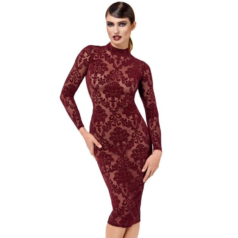 Robe fourreau en tulle floqué Kink Royal F384 - Noir Handmade Noir HandMade